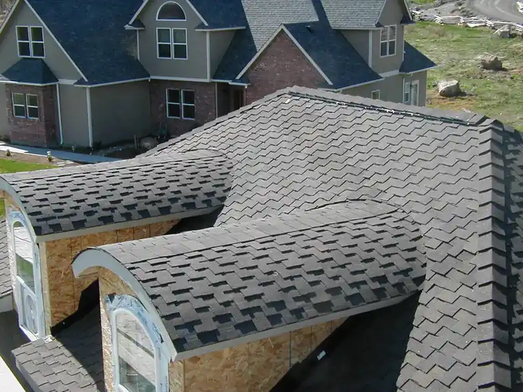 Drone view of new architectural shingle dormers
