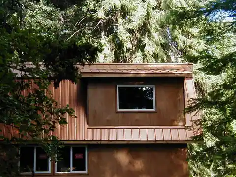 Copper siding detail on a wall